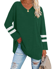 Laden Sie das Bild in den Galerie-Viewer, Gestreiftes Kontrast-Langarm-T-Shirt
