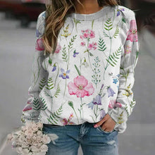 Laden Sie das Bild in den Galerie-Viewer, Rundhals-Sweatshirt mit Blumenmuster