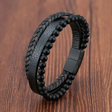 Laden Sie das Bild in den Galerie-Viewer, Naturstein Leder Geflochtenes Armband