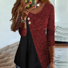 Laden Sie das Bild in den Galerie-Viewer, Langärmliges Kontrastierendes T-Shirt mit V-Ausschnitt