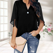 Laden Sie das Bild in den Galerie-Viewer, Einfarbige Elegante Sommerbluse Aus Chiffon