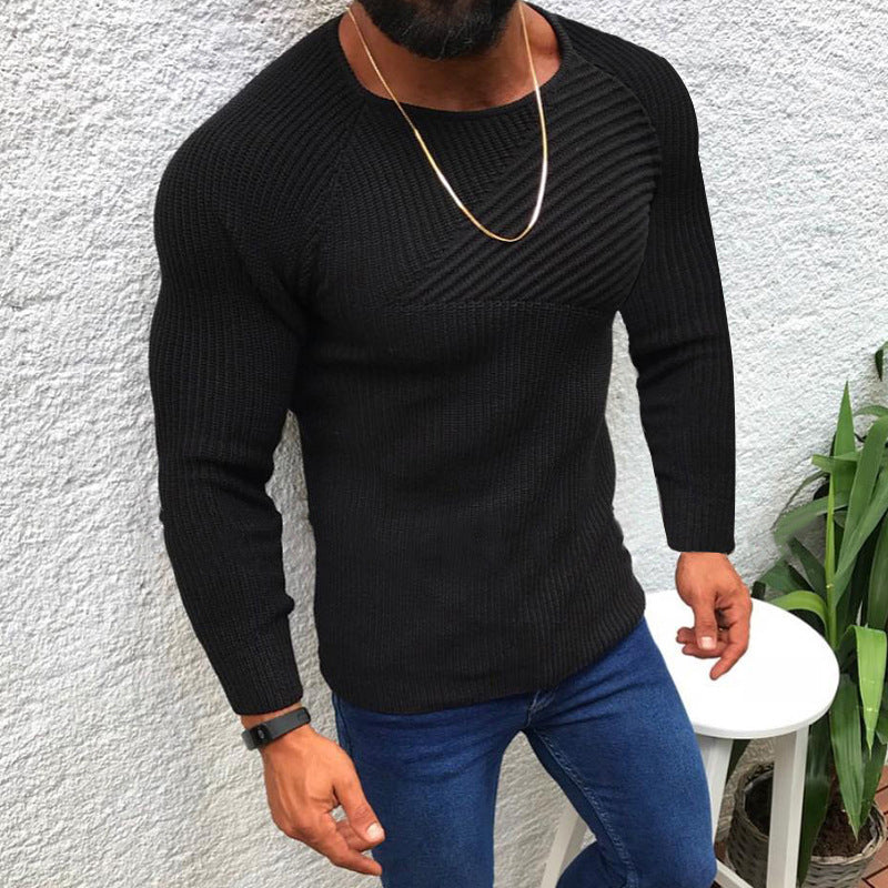 Schmal Geschnittener Pullover mit Rundhalsausschnitt