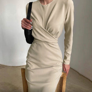 Französisches Retro-Taillen-Schlankheits-Hüftkleid in Wickeloptik