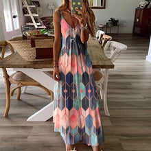 Laden Sie das Bild in den Galerie-Viewer, Sommerliches Lässig Bedrucktes Langes Kleid