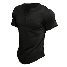 Laden Sie das Bild in den Galerie-Viewer, Männliches Einfarbiges T-Shirt mit V-Ausschnitt