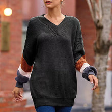Laden Sie das Bild in den Galerie-Viewer, Strickpullover mit V-Ausschnitt und Ballonärmeln