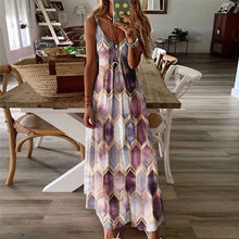 Laden Sie das Bild in den Galerie-Viewer, Sommerliches Lässig Bedrucktes Langes Kleid