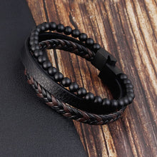 Laden Sie das Bild in den Galerie-Viewer, Naturstein Leder Geflochtenes Armband