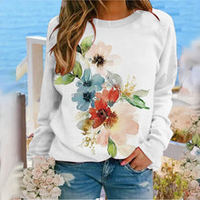 Laden Sie das Bild in den Galerie-Viewer, Rundhals-Sweatshirt mit Blumenmuster