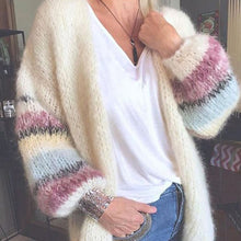 Laden Sie das Bild in den Galerie-Viewer, Gestreifte Langärmelige Strickjacke