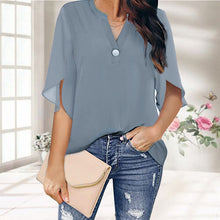 Laden Sie das Bild in den Galerie-Viewer, Einfarbige Elegante Sommerbluse Aus Chiffon