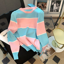 Laden Sie das Bild in den Galerie-Viewer, Langärmliger Gestreifter Strickpullover