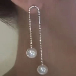 Elegante Diamant-Quastenperlenohrringe