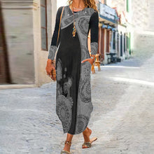Laden Sie das Bild in den Galerie-Viewer, Ethnisch Bedrucktes Langärmliges Kleid