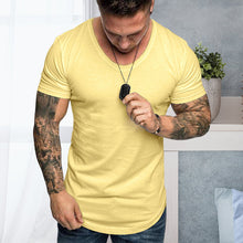 Laden Sie das Bild in den Galerie-Viewer, Einfarbiges Lässiges Kurzärmeliges T-Shirt für Herren