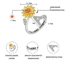 Laden Sie das Bild in den Galerie-Viewer, Tochter/Enkelin verstellbarer Sonnenblumen-Alphabet-Ring