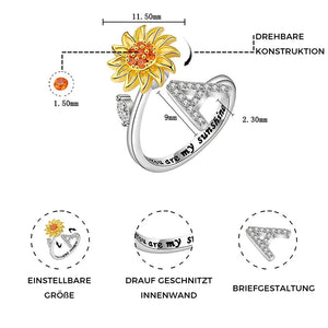 Tochter/Enkelin verstellbarer Sonnenblumen-Alphabet-Ring