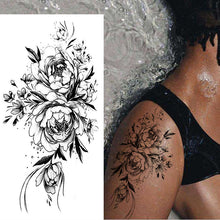 Laden Sie das Bild in den Galerie-Viewer, Skizze Blume Tattoo Aufkleber
