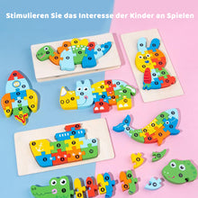 Laden Sie das Bild in den Galerie-Viewer, Pädagogisches 3D-Holzpuzzle für Kinder