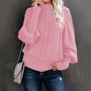 Lockerer Einfarbiger Langärmliger Strickpullover