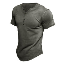 Laden Sie das Bild in den Galerie-Viewer, Männliches Einfarbiges T-Shirt mit V-Ausschnitt