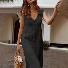 Laden Sie das Bild in den Galerie-Viewer, Lässiges ärmelloses Kleid mit V-Ausschnitt