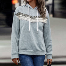 Laden Sie das Bild in den Galerie-Viewer, Damen Sweatshirt mit Kapuze und applizierter Spitze