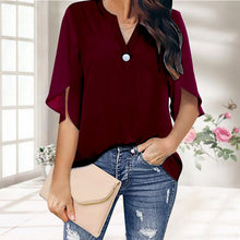 Laden Sie das Bild in den Galerie-Viewer, Einfarbige Elegante Sommerbluse Aus Chiffon