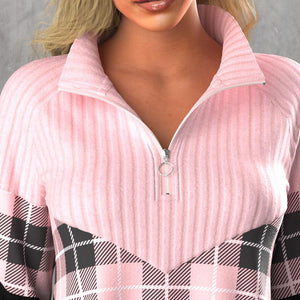 Eleganter Pullover mit V-Ausschnitt und Reißverschluss
