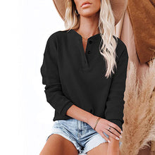 Laden Sie das Bild in den Galerie-Viewer, Einfarbiges Langarm-T-Shirt mit V-Ausschnitt