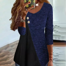 Laden Sie das Bild in den Galerie-Viewer, Langärmliges Kontrastierendes T-Shirt mit V-Ausschnitt