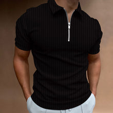 Laden Sie das Bild in den Galerie-Viewer, Gestreiftes Polo-T-Shirt mit Reißverschluss