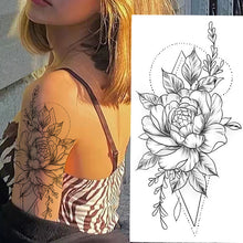 Laden Sie das Bild in den Galerie-Viewer, Skizze Blume Tattoo Aufkleber