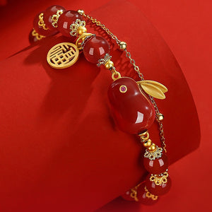 Rotes Achat Jade Kaninchen Armband