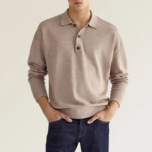 Laden Sie das Bild in den Galerie-Viewer, Lässiges Herren-Poloshirt mit V-Ausschnitt und langen Ärmeln