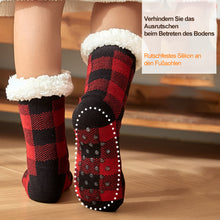 Laden Sie das Bild in den Galerie-Viewer, Damen Karierte Samtschlafsocken für Herbst und Winter