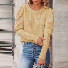 Laden Sie das Bild in den Galerie-Viewer, Einfarbiger Jacquard-Strickpullover mit Rundhalsausschnitt