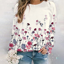 Laden Sie das Bild in den Galerie-Viewer, Rundhals-Sweatshirt mit Blumenmuster
