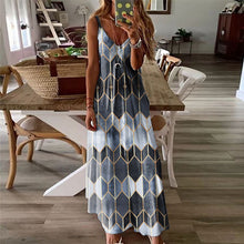 Laden Sie das Bild in den Galerie-Viewer, Sommerliches Lässig Bedrucktes Langes Kleid