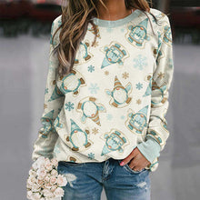 Laden Sie das Bild in den Galerie-Viewer, Langarm-Sweatshirt mit Rundhalsausschnitt und Weihnachtsaufdruck