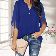 Laden Sie das Bild in den Galerie-Viewer, Einfarbige Elegante Sommerbluse Aus Chiffon