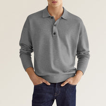Laden Sie das Bild in den Galerie-Viewer, Lässiges Herren-Poloshirt mit V-Ausschnitt und langen Ärmeln