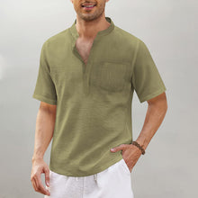 Laden Sie das Bild in den Galerie-Viewer, Einfarbiges Herrenhemd mit Stehkragen
