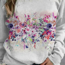 Laden Sie das Bild in den Galerie-Viewer, Rundhals-Sweatshirt mit Blumenmuster