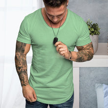 Laden Sie das Bild in den Galerie-Viewer, Einfarbiges Lässiges Kurzärmeliges T-Shirt für Herren