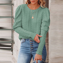 Laden Sie das Bild in den Galerie-Viewer, Einfarbiger Jacquard-Strickpullover mit Rundhalsausschnitt