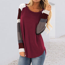 Laden Sie das Bild in den Galerie-Viewer, Langärmliges T-Shirt mit Rundhalsausschnitt in Kontrastfarbe