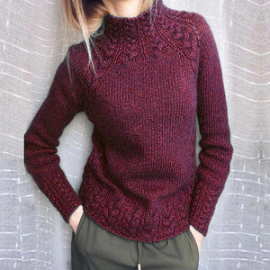 Damen Einfarbiger, strukturierter Pullover