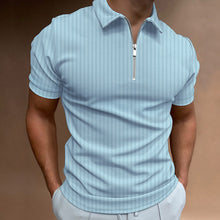 Laden Sie das Bild in den Galerie-Viewer, Gestreiftes Polo-T-Shirt mit Reißverschluss