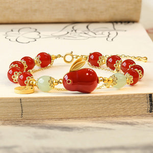 Rotes Achat Jade Kaninchen Armband